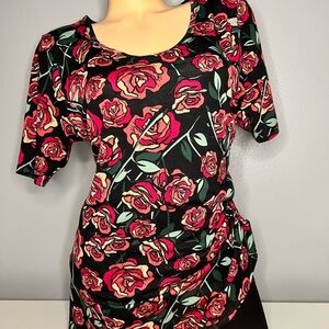 LuLaRoe Floral Black and Red Women's Top